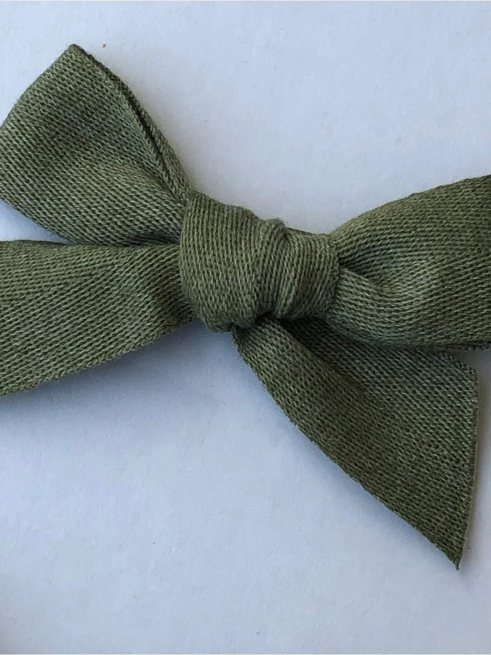Handmade Olive Green Cotton Hair Bows - Set of 2